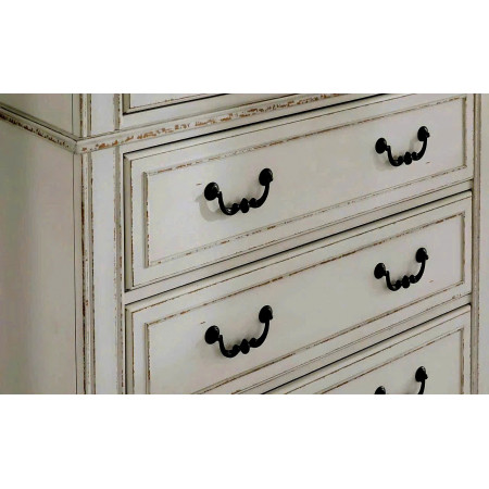 B747 - 31 : Tủ 6 Ngăn Kéo Giả Cổ - Màu Trắng Sương Mù